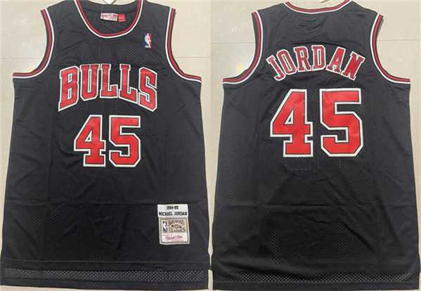 Men%27s Chicago Bulls #45 Michael Jordan Black 1994-95 Throwback Stitched Basketball Jersey Mixiu->nba shorts->NBA Jersey